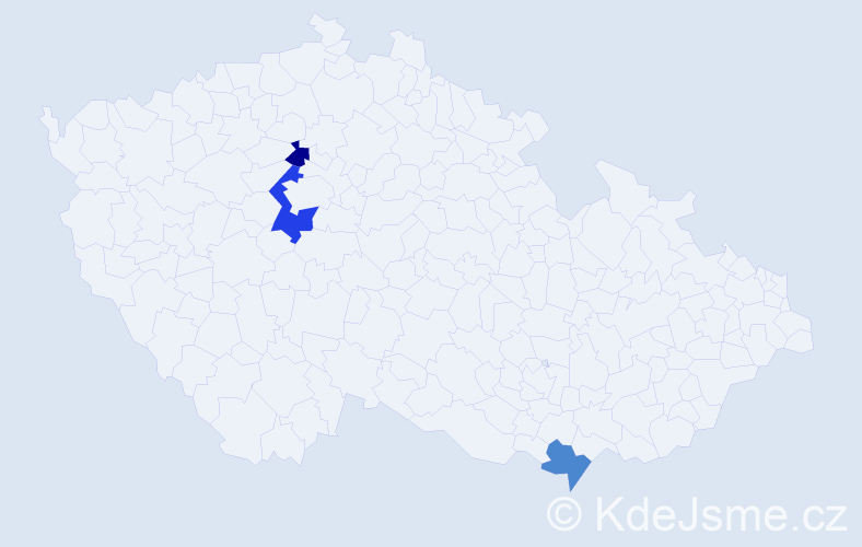 Příjmení: 'Bern', počet výskytů 4 v celé ČR