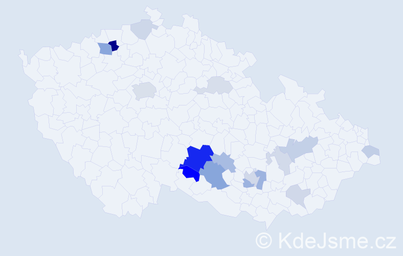 Příjmení: 'Hybášková', počet výskytů 42 v celé ČR