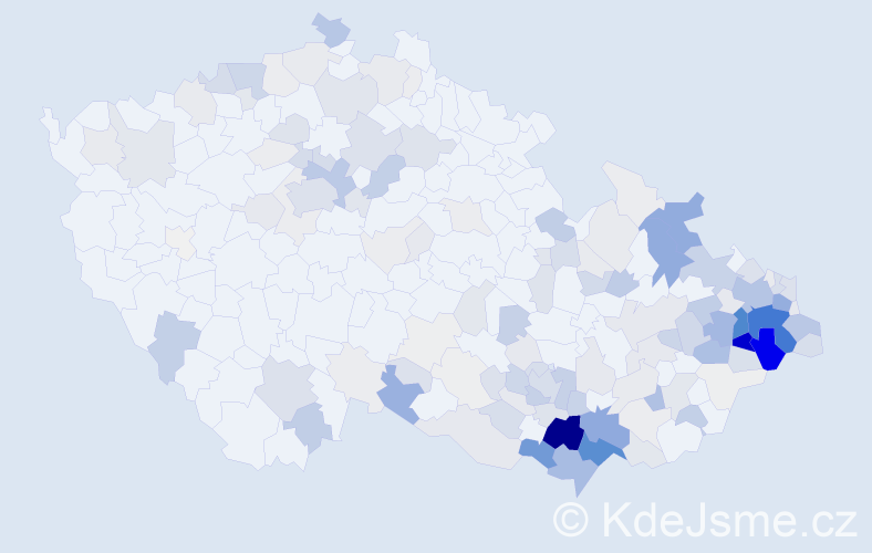 Příjmení: 'Michna', počet výskytů 769 v celé ČR