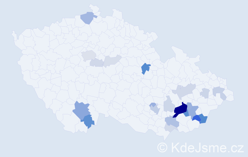 Příjmení: 'Vaclová', počet výskytů 74 v celé ČR