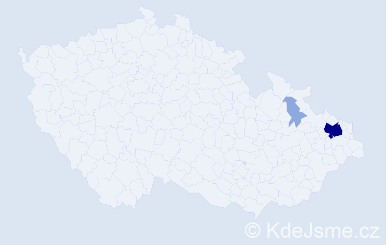 Příjmení: 'Prstecká', počet výskytů 9 v celé ČR