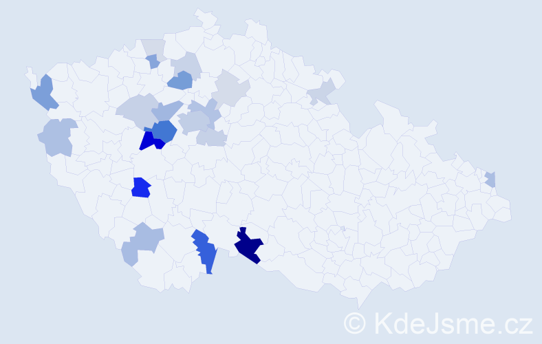 Příjmení: 'Lebr', počet výskytů 54 v celé ČR