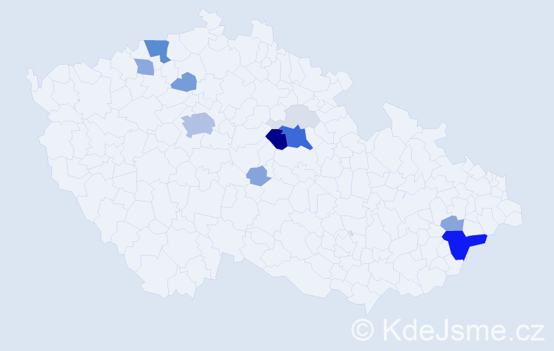 Příjmení: 'Gádžor', počet výskytů 61 v celé ČR