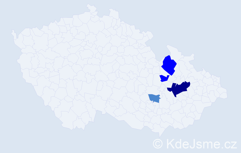 Příjmení: 'Bačevský', počet výskytů 8 v celé ČR