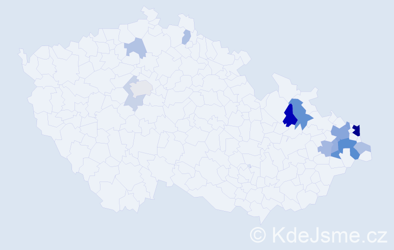 Příjmení: 'Mojáková', počet výskytů 34 v celé ČR