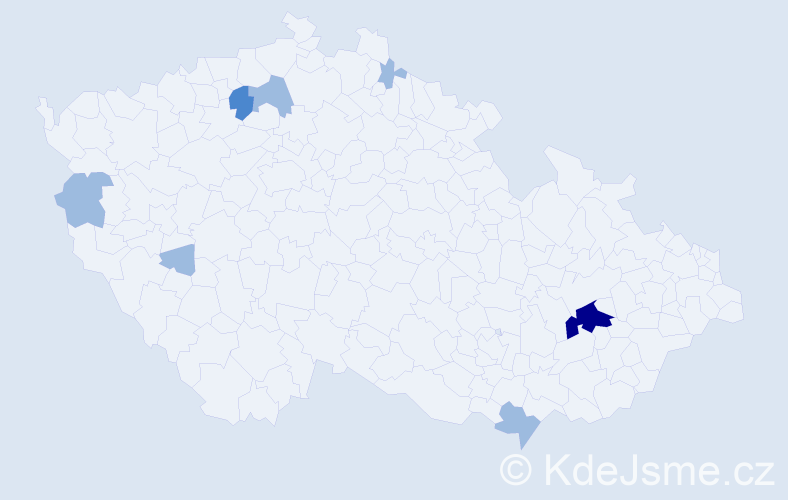 Příjmení: 'Vachálková', počet výskytů 11 v celé ČR