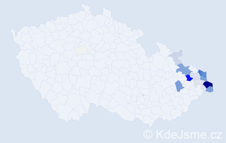 Příjmení: 'Kolarczyková', počet výskytů 70 v celé ČR