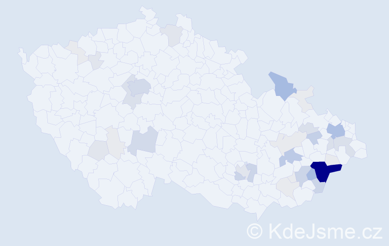Příjmení: 'Daňa', počet výskytů 159 v celé ČR