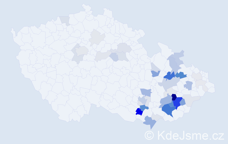 Příjmení: 'Dovrtěl', počet výskytů 147 v celé ČR