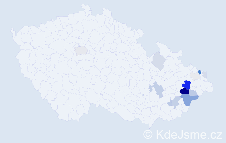 Příjmení: 'Kunetek', počet výskytů 41 v celé ČR