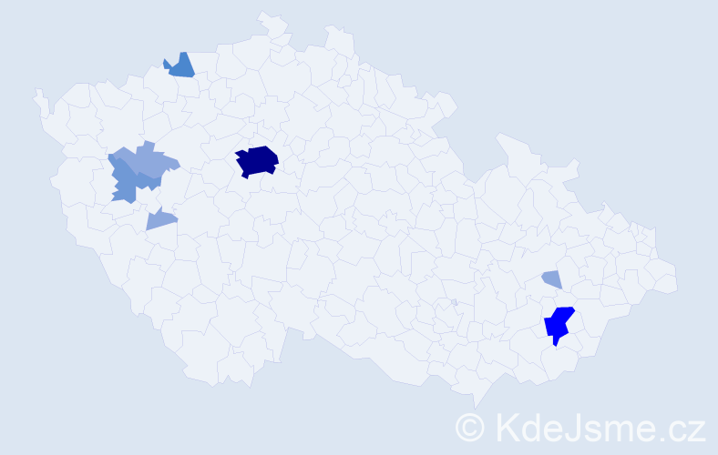 Příjmení: 'Helmer', počet výskytů 18 v celé ČR