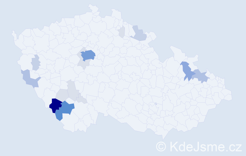Příjmení: 'Kopfová', počet výskytů 59 v celé ČR