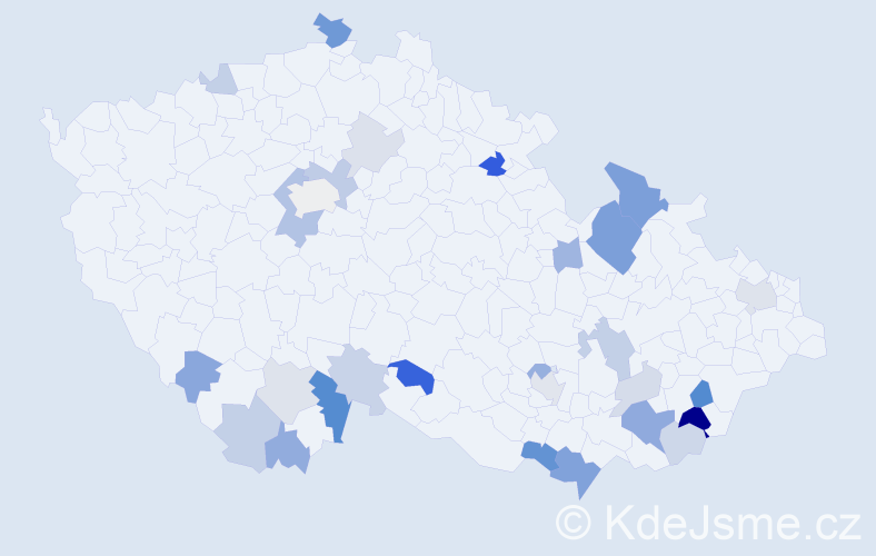 Příjmení: 'Merčák', počet výskytů 59 v celé ČR