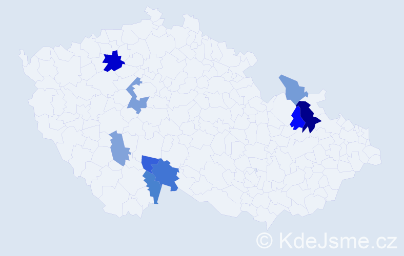 Příjmení: 'Kutlak', počet výskytů 15 v celé ČR