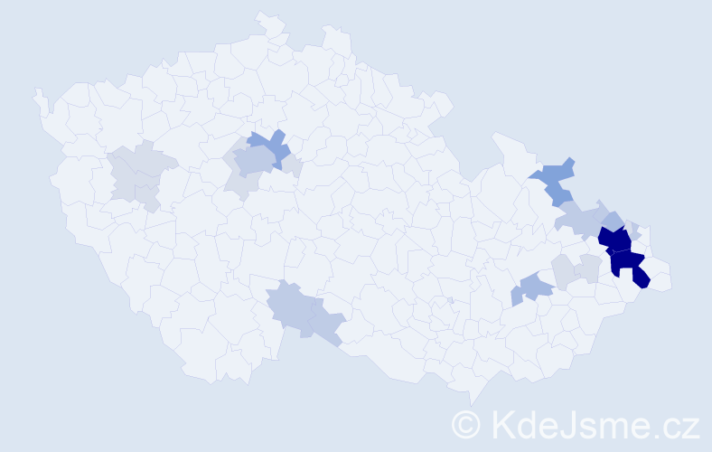 Příjmení: 'Chamradová', počet výskytů 75 v celé ČR