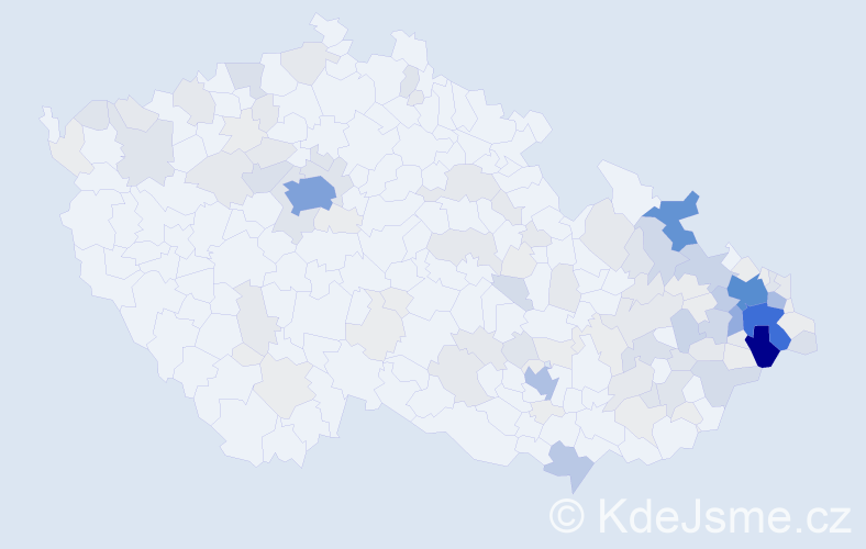 Příjmení: 'Velička', počet výskytů 453 v celé ČR
