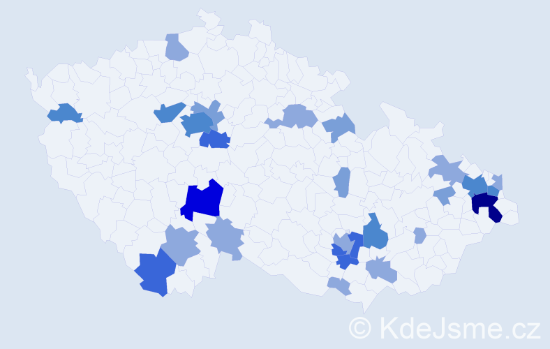 Příjmení: 'Sadloňová', počet výskytů 65 v celé ČR