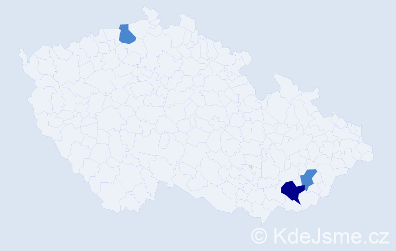 Příjmení: 'Vachůnková', počet výskytů 5 v celé ČR