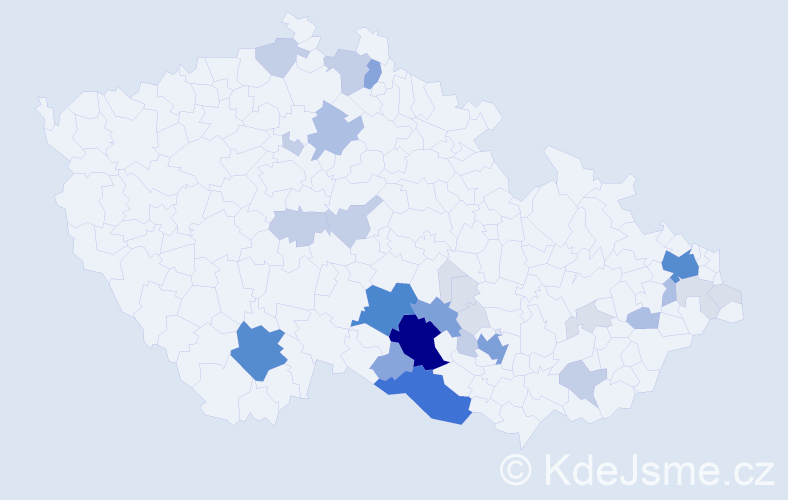 Příjmení: 'Čtveráčková', počet výskytů 116 v celé ČR