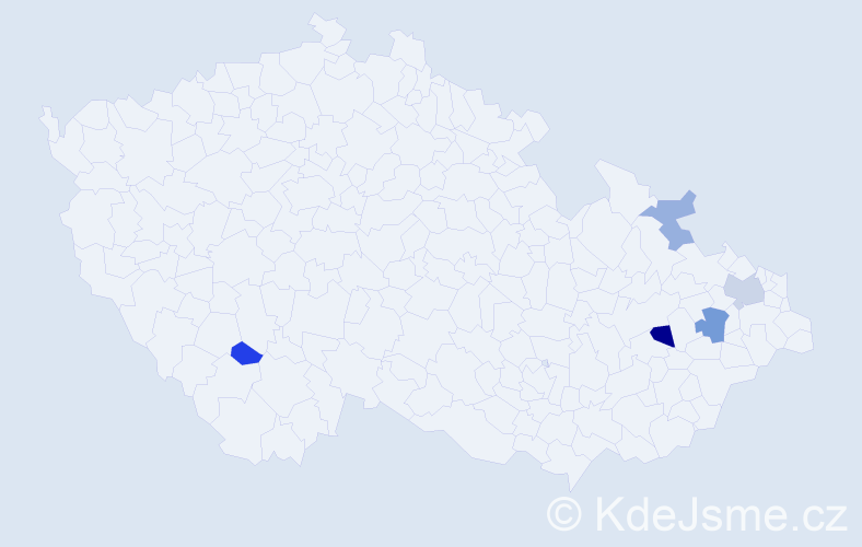 Příjmení: 'Kučavíková', počet výskytů 8 v celé ČR
