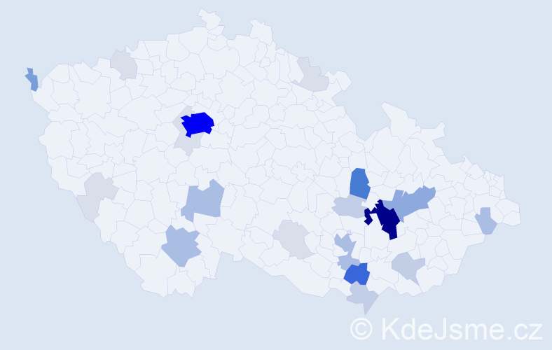 Příjmení: 'Peka', počet výskytů 97 v celé ČR