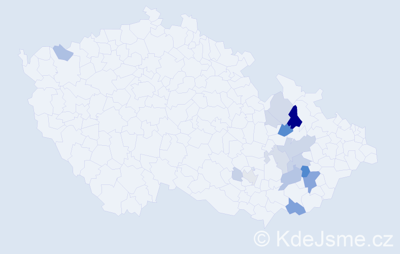 Příjmení: 'Koňárek', počet výskytů 54 v celé ČR