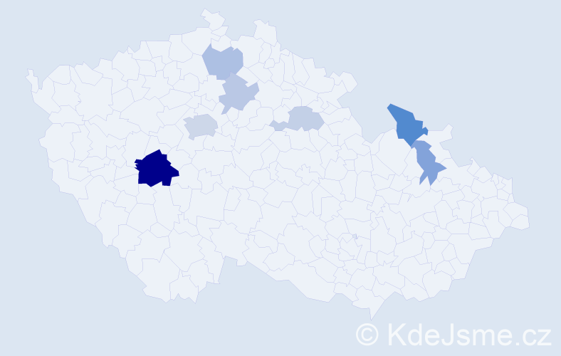 Příjmení: 'Hudaček', počet výskytů 18 v celé ČR