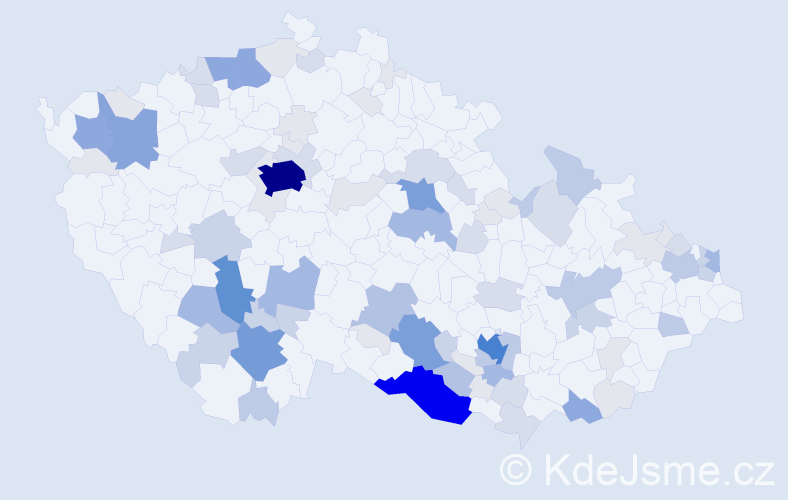 Příjmení: 'Buchtelová', počet výskytů 325 v celé ČR