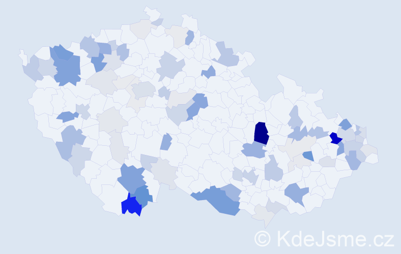 Příjmení: 'Ertlová', počet výskytů 252 v celé ČR