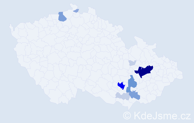 Příjmení: 'Kumr', počet výskytů 39 v celé ČR