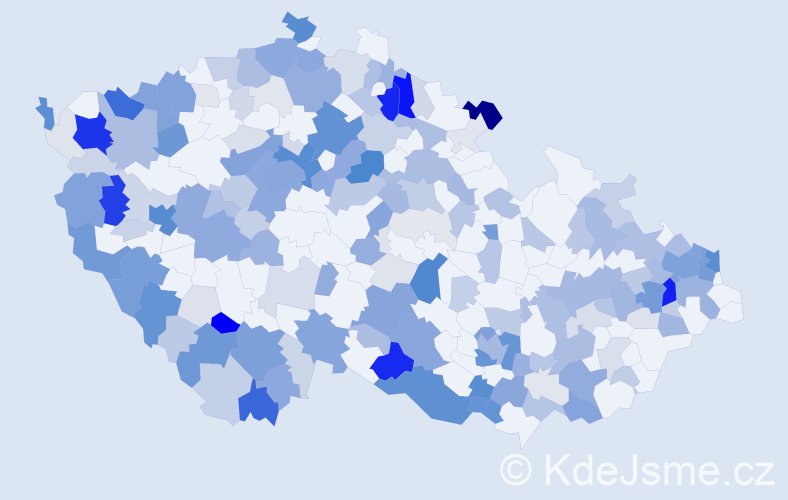 Příjmení: 'Szabó', počet výskytů 756 v celé ČR