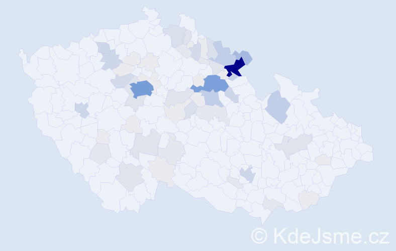 Příjmení: 'Krtička', počet výskytů 282 v celé ČR