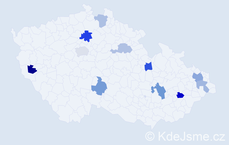 Příjmení: 'Budzáková', počet výskytů 16 v celé ČR