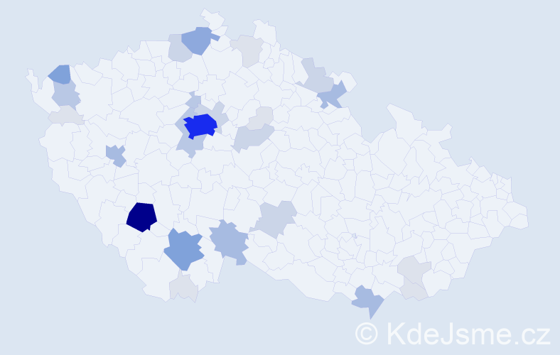 Příjmení: 'Havelec', počet výskytů 106 v celé ČR