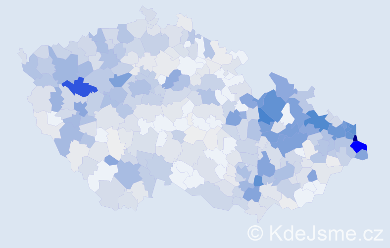 Příjmení: 'Franková', počet výskytů 2190 v celé ČR