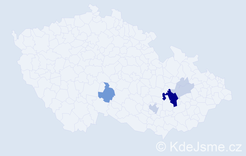 Příjmení: 'Rušil', počet výskytů 19 v celé ČR
