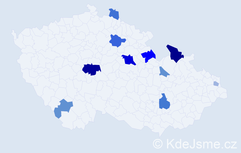 Příjmení: 'Mamiňáková', počet výskytů 23 v celé ČR
