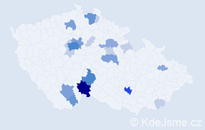 Příjmení: 'Emr', počet výskytů 58 v celé ČR