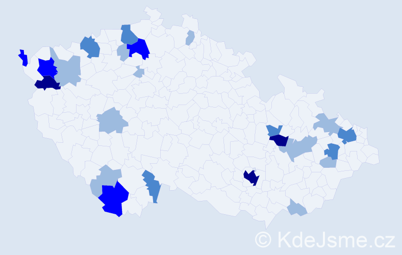 Příjmení: 'Kovačiková', počet výskytů 46 v celé ČR