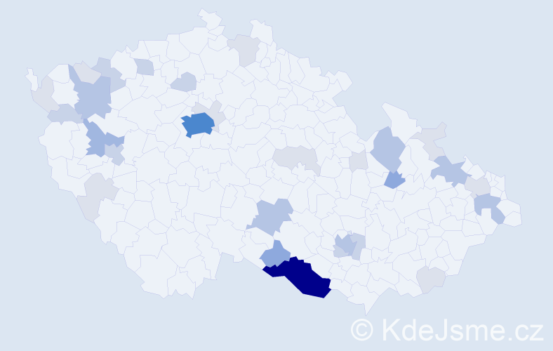 Příjmení: 'Meister', počet výskytů 91 v celé ČR