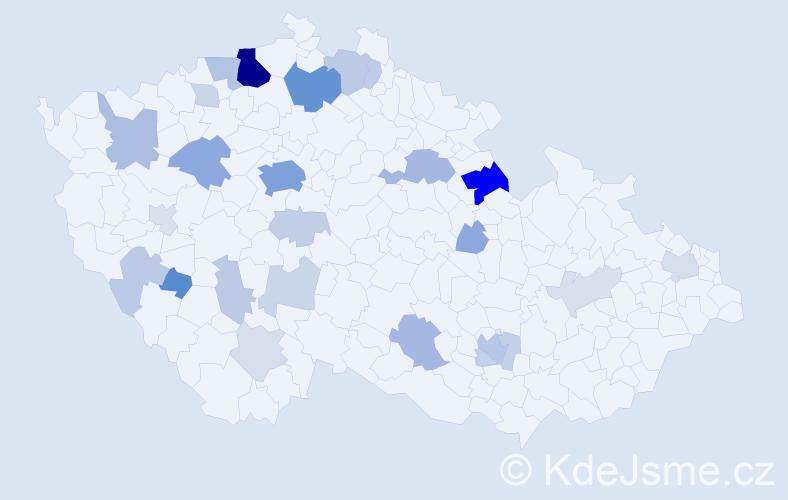 Příjmení: 'Hübsch', počet výskytů 92 v celé ČR