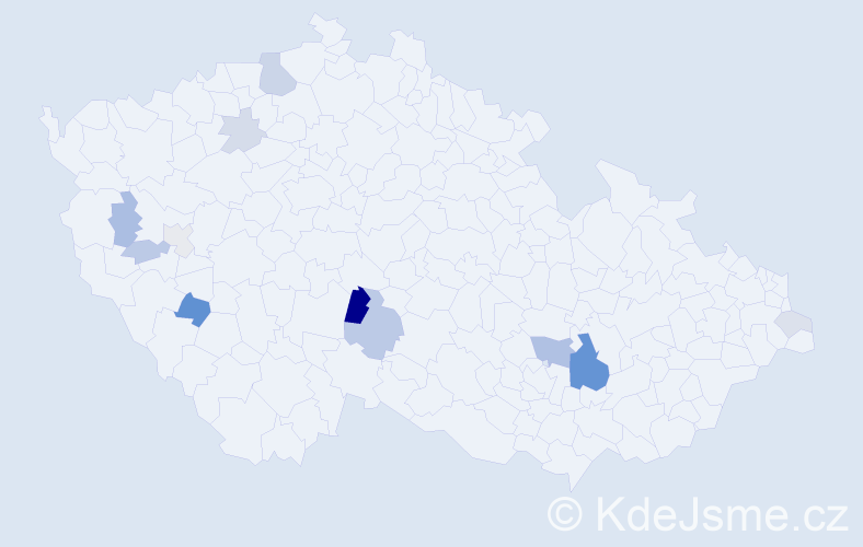 Příjmení: 'Mojčák', počet výskytů 27 v celé ČR