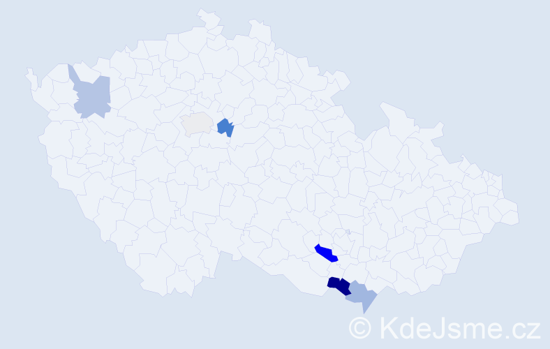 Příjmení: 'Rigasová', počet výskytů 8 v celé ČR