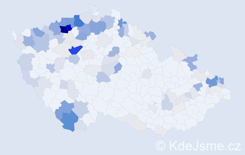 Příjmení: 'Tokár', počet výskytů 635 v celé ČR