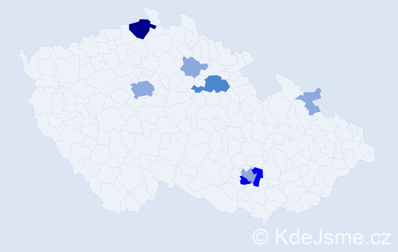 Příjmení: 'Mahn', počet výskytů 18 v celé ČR