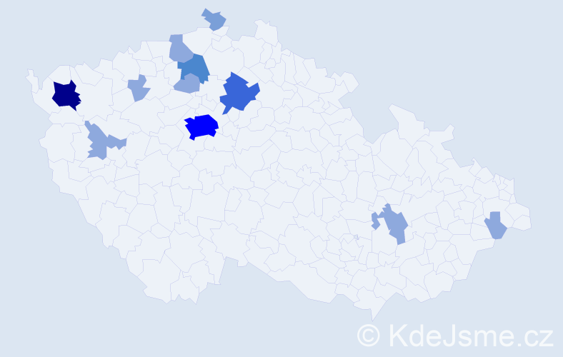 Příjmení: 'Hornerová', počet výskytů 27 v celé ČR