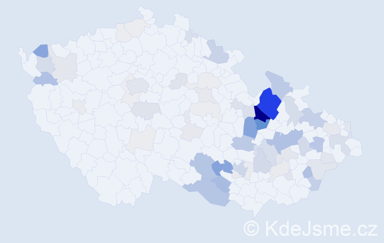 Příjmení: 'Souralová', počet výskytů 254 v celé ČR