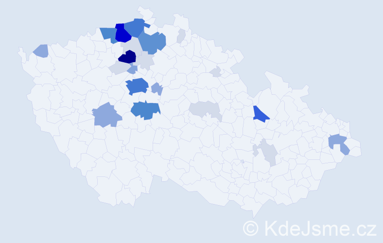 Příjmení: 'Sváda', počet výskytů 106 v celé ČR