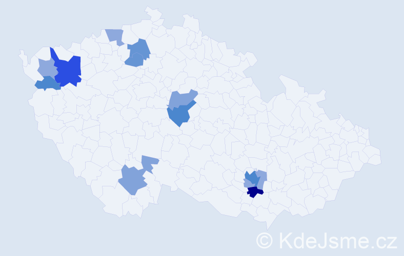 Příjmení: 'Gargula', počet výskytů 40 v celé ČR