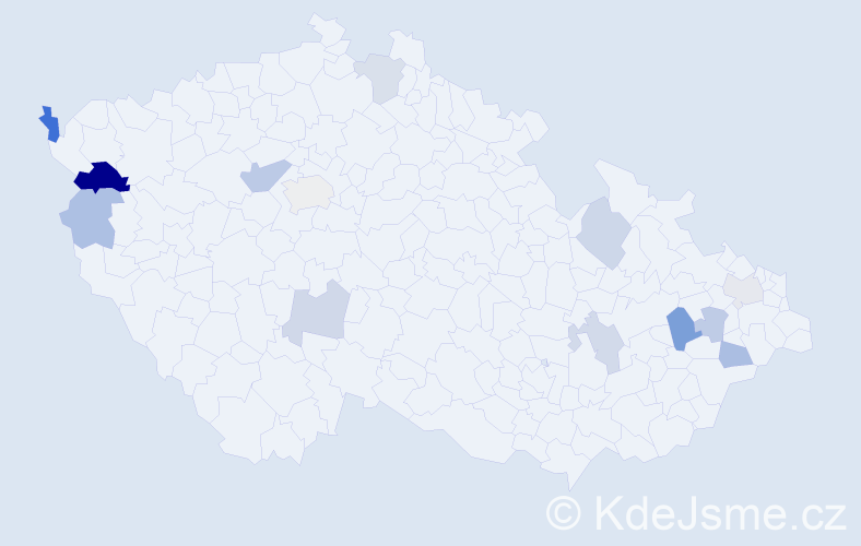 Příjmení: 'Kozicová', počet výskytů 20 v celé ČR